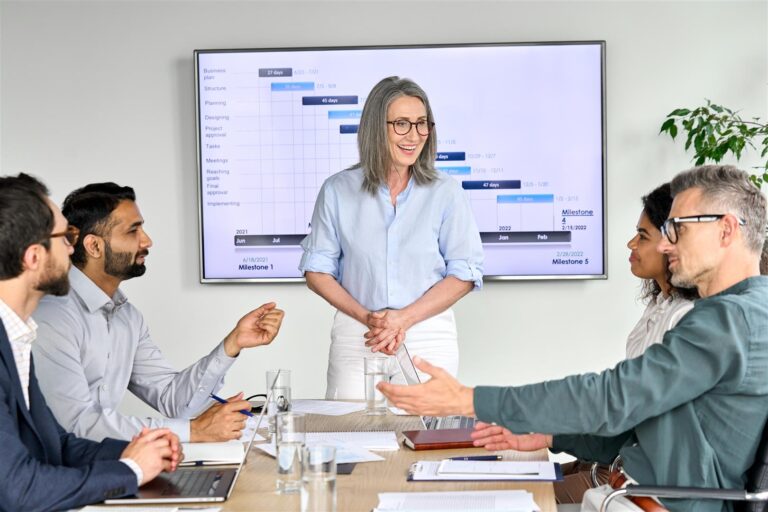happy diverse corporate team having presentation i 2025 02 11 16 22 32 utc