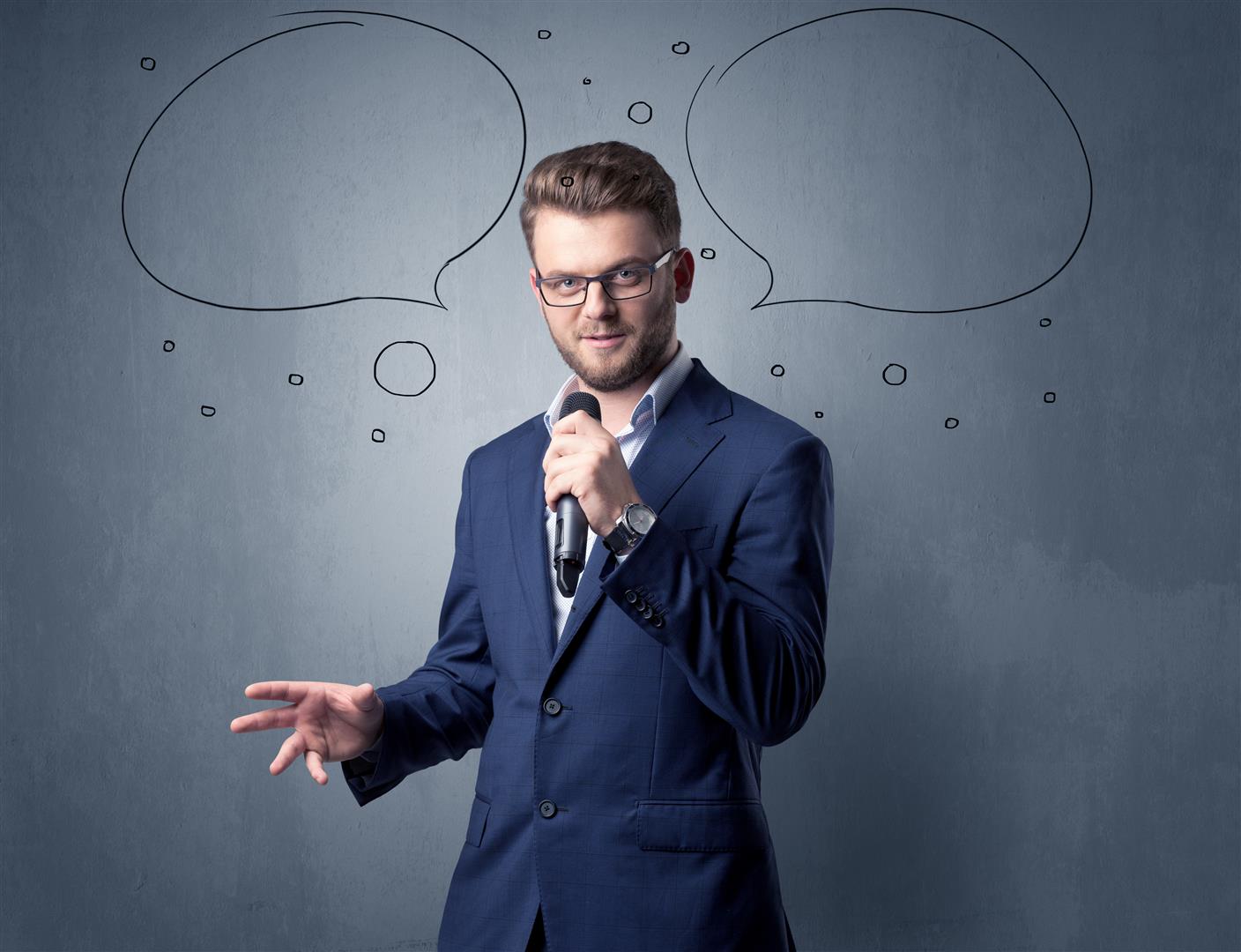 businessman speaking into microphone with speech b 2025 10 13 12 18 13 utc